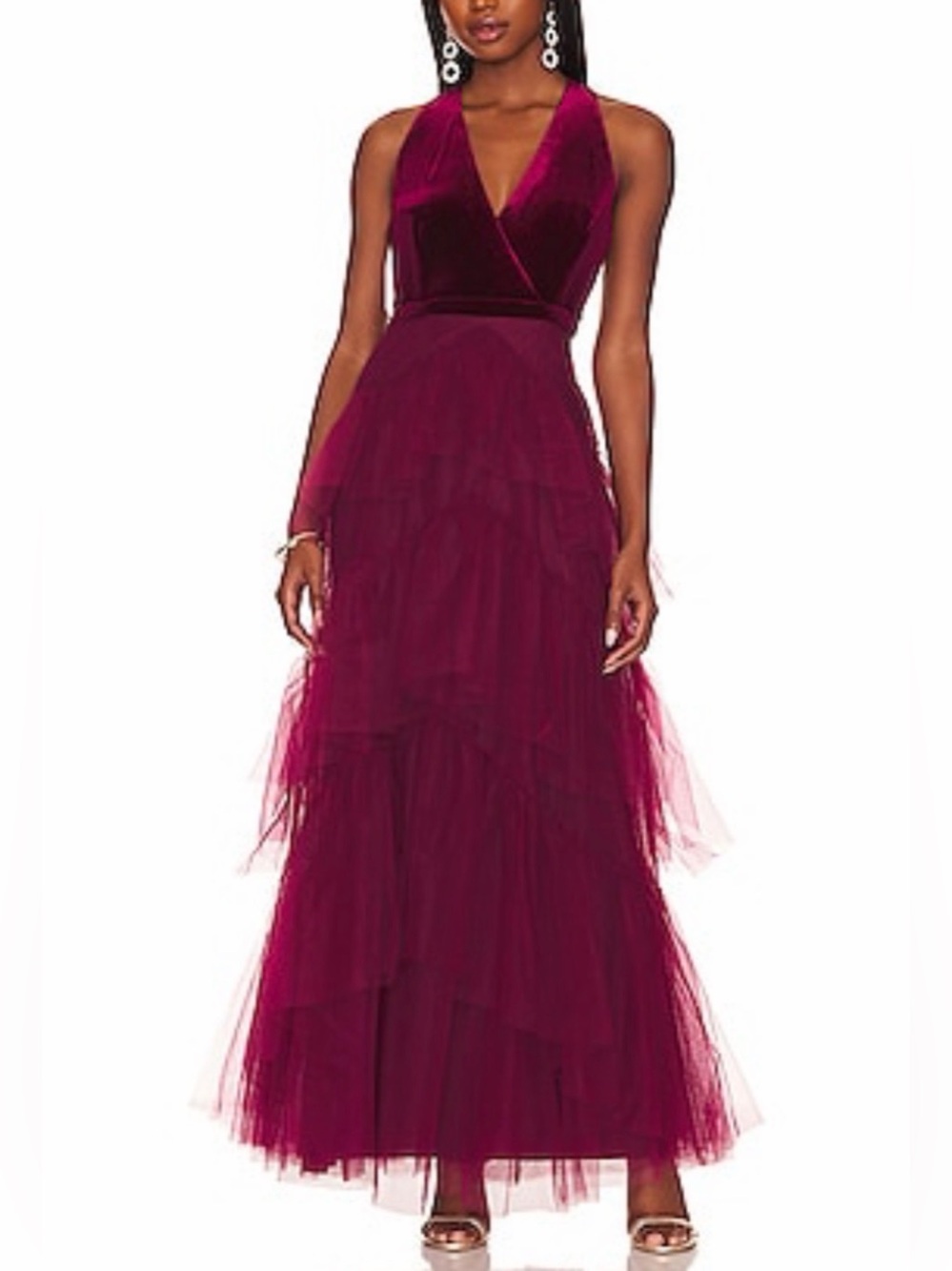 BCBGMaxAzria Burgundy Tulle Dress